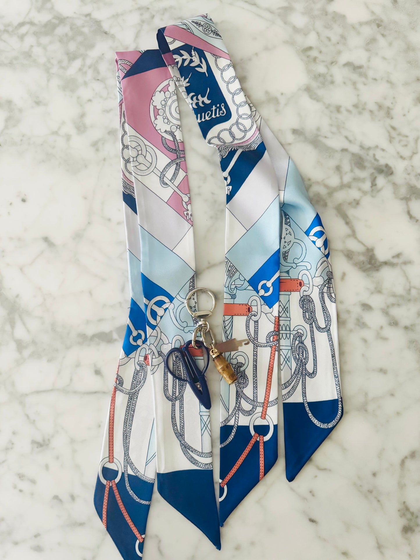 Navy and Lilac Equestrian Designer Inspired Scarf