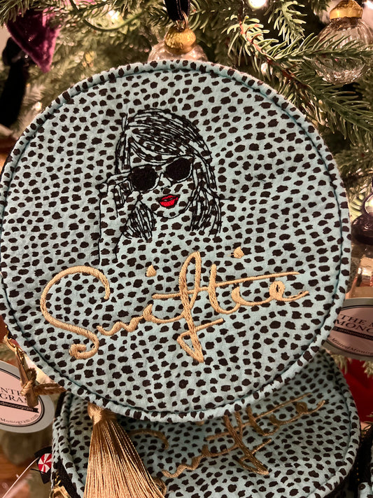Swiftie Turqoise Cheetah Button Bag