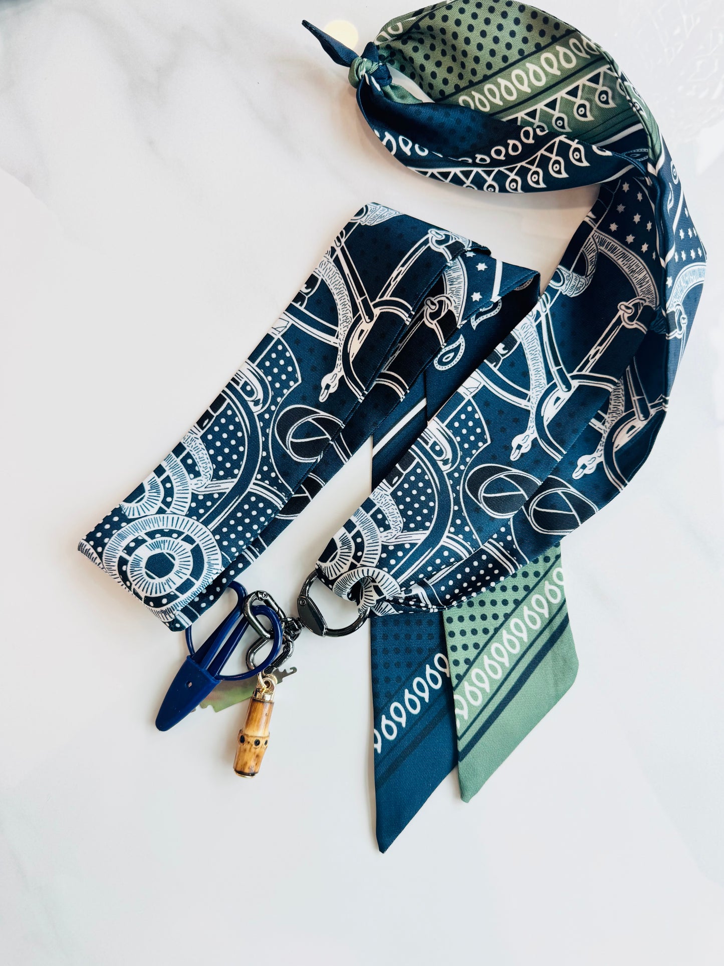 Bandana Navy Dark Green Designer Inspired Scarf