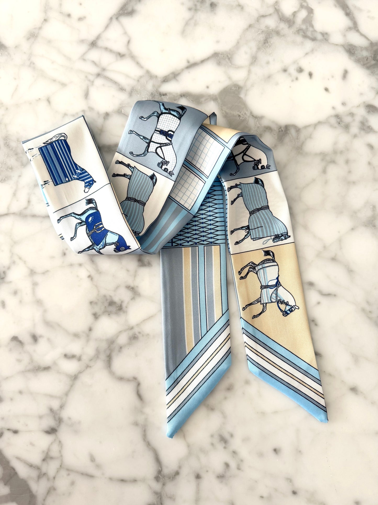 Blue Equestrian Designer Inspired Scarf