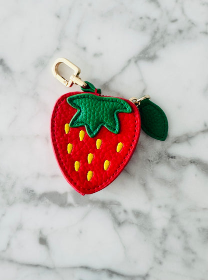 Strawberry leather stitch pouch