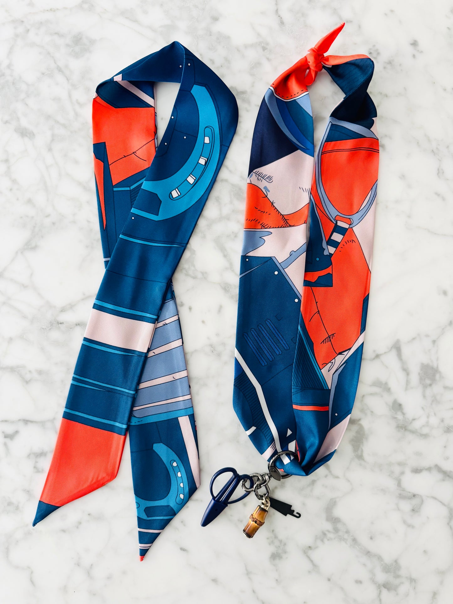 Navy and Dark Orange Designer Inspired Scarf