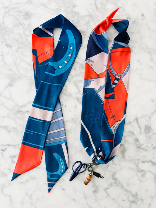 Navy and Dark Orange Designer Inspired Scarf