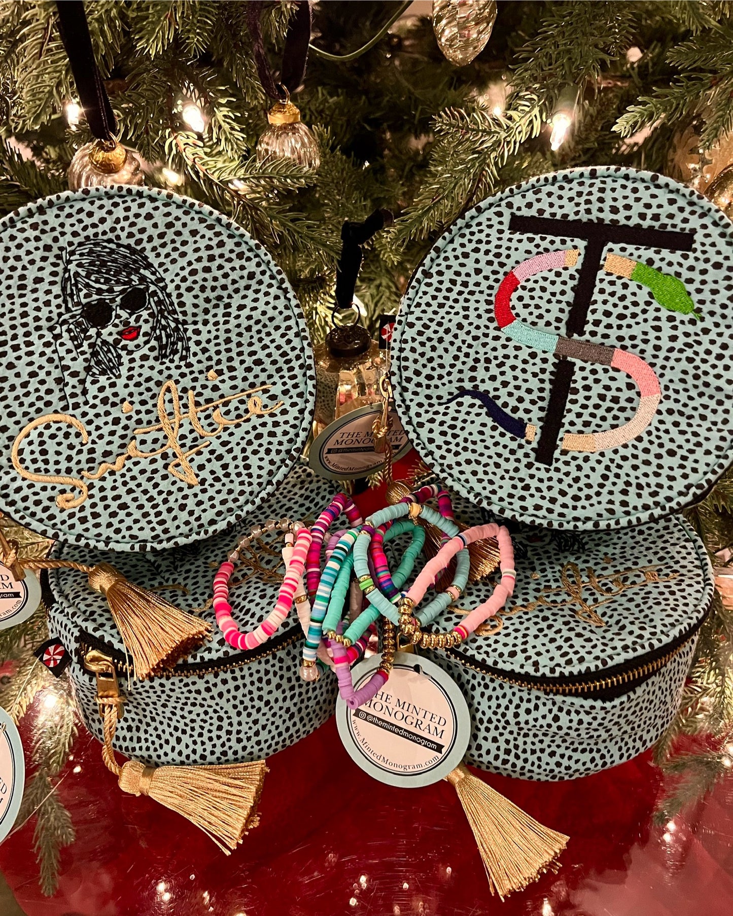 Swiftie Turqoise Cheetah Button Bag