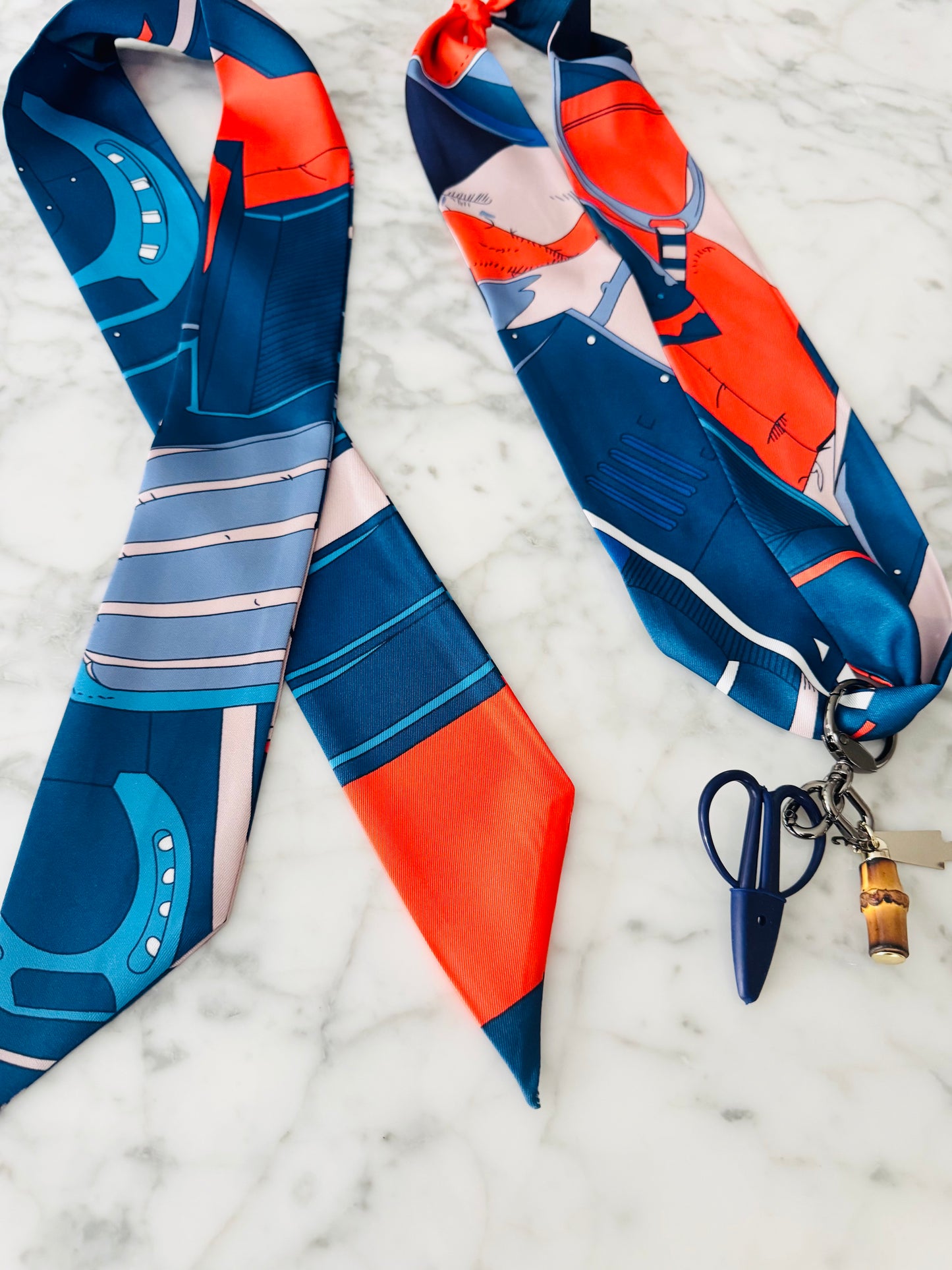 Navy and Dark Orange Designer Inspired Scarf