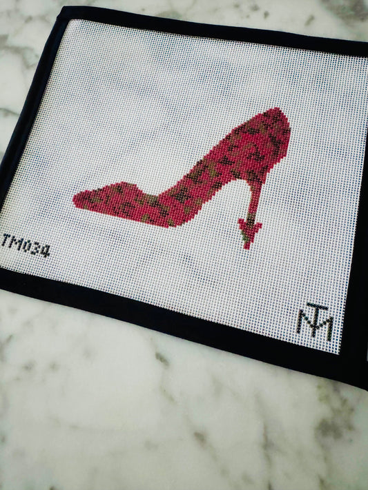 Floral Devil Heel Needlepoint Canvas