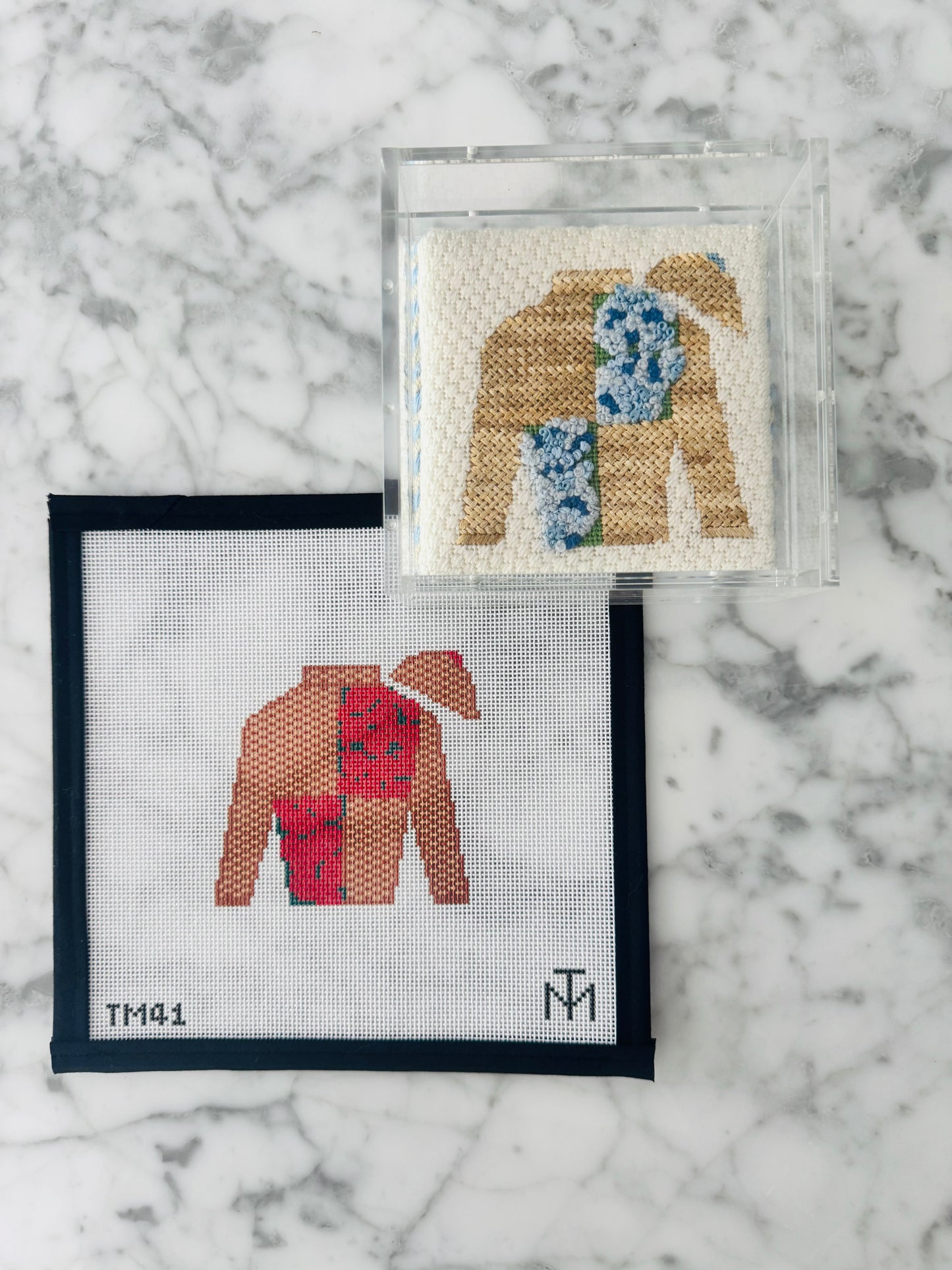 Rattan Roses Jockey Silk Needlepoint Canvas