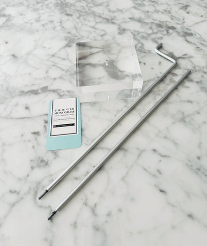 Acrylic Ornament or Sign Stand with Silver Hook and Rod