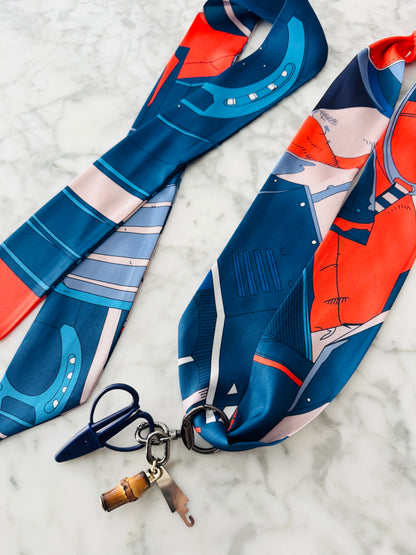 Navy and Dark Orange Designer Inspired Scarf