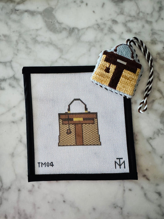 Wicker Kelly Bag Needlepoint Canvas in Brown