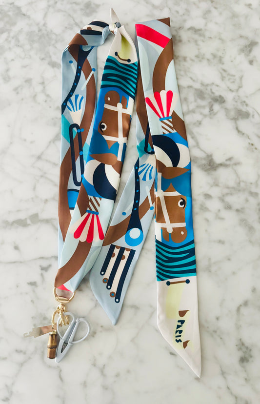 Light Blue Horse Designer Inspired Scarf