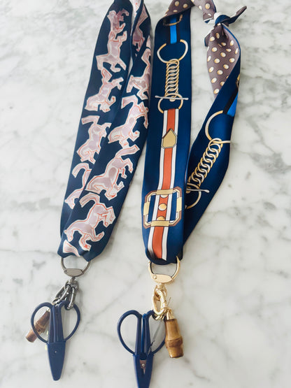 Navy and Tan Buckle Designer Inspired Scarf