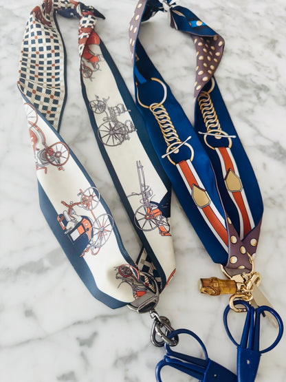 Navy and Tan Buckle Designer Inspired Scarf