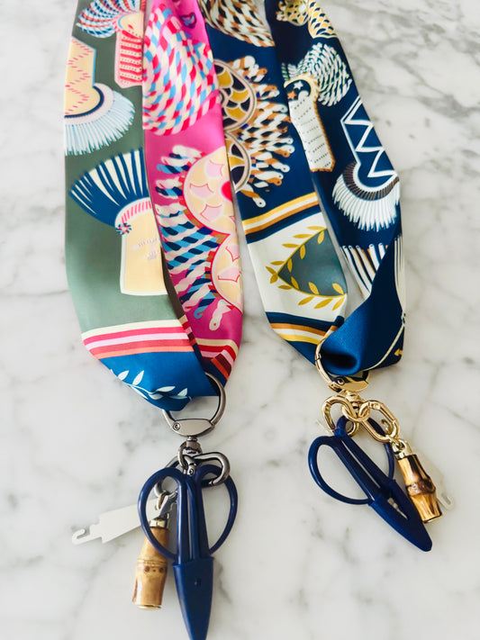 Navy and Gold Tassel Designer Inspired Scarf