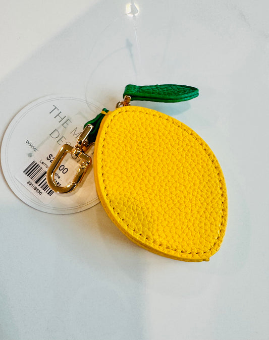Lemon Leather Stitch Pouch
