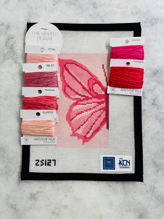 Pink Butterfly Kitted Canvas