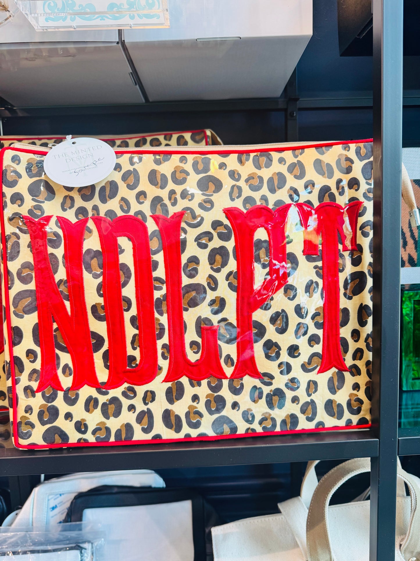 Leopard and red NDLPT custom applique Bag