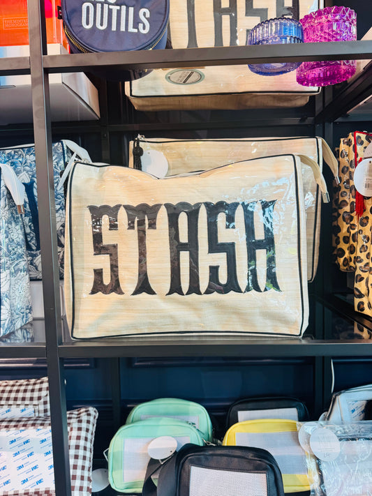 STASH Custom Appliqué Linen and Black Project Bag